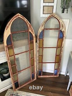 Large Victorian Stained Glass Arch Window Church Panel