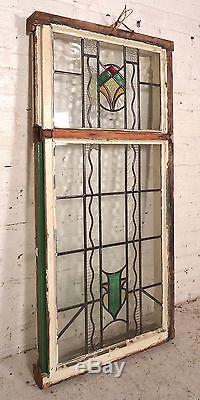 Large Vintage Stained Glass Window Panel (08086)NS