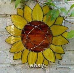 Large Yellow Stained Glass Sunflower Suncatcher Window Panel 12