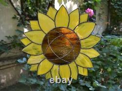 Large Yellow Stained Glass Sunflower Suncatcher Window Panel 12