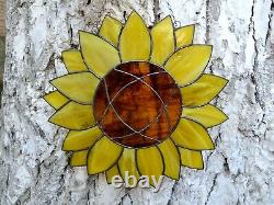 Large Yellow Stained Glass Sunflower Suncatcher Window Panel 12