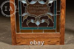 Late 19th Century Memorial Stained Glass Panel in Frame