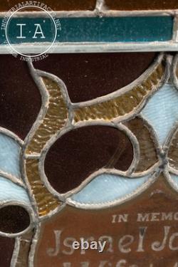 Late 19th Century Memorial Stained Glass Panel in Frame