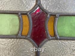 Leaded Old English Stain Glass Window Pane 19.75 Wide By 12 Tall Multicolor