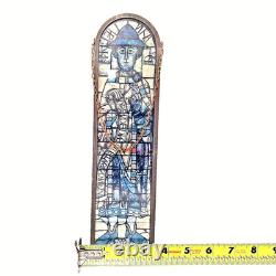 Leaded Stained Glass Panel Prophet Daniel Biblical Figural Window Church Vintage