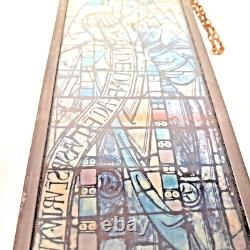 Leaded Stained Glass Panel Prophet Daniel Biblical Figural Window Church Vintage