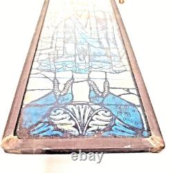 Leaded Stained Glass Panel Prophet Daniel Biblical Figural Window Church Vintage