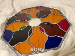 Leaded Stained Glass Window Hanging Mandala Flower Colorful Octagon 18x18