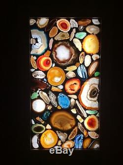 Lighted agate geode mosaic panel window door 18 x 30