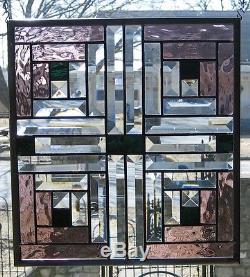 Log Cabin Stained Glass Window Panel EBSQ Artist