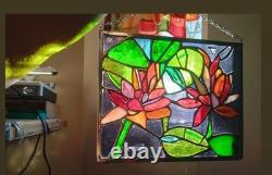Lotus Pond 12x9 Contemporary Stained Glass Art Made By Jessica Joy Myers
