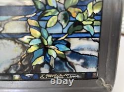 Louis C. Tiffany Peacock Stained Glass Glassmasters Hanging Panel 1990 USA