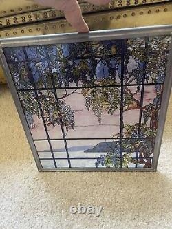 Louis Comfort Tiffany Landscape Window Oyster Bay Stained Glass Art Panel