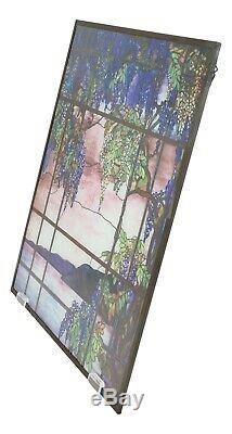 Louis Comfort Tiffany Window View of Oyster Bay Stained Glass Art Panel Decor