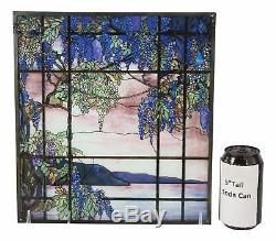 Louis Comfort Tiffany Window View of Oyster Bay Stained Glass Art Panel Decor