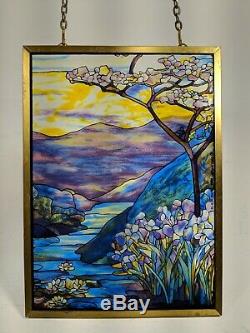 Louis Tiffany Stained Glassmasters River Valley Tiffany Art Glass Panel