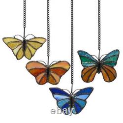 Lovely Butterflies Stained Glass Window Panel Set