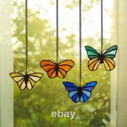 Lovely Butterflies Stained Glass Window Panel Set
