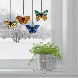 Lovely Butterflies Stained Glass Window Panel Set