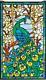 MAJESTIC PEACOCK HAND-CRAFTED MAGNOLIAS LOTUS 23x35 STAINED GLASS WINDOW PANEL