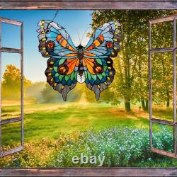 MARIPOSA 21 x 20 Tiffany-Style Butterfly Stained Glass Window Panel