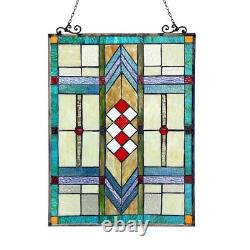 MATHIAS Tiffany-Style Stained Glass Window Panel 17.5 x 25