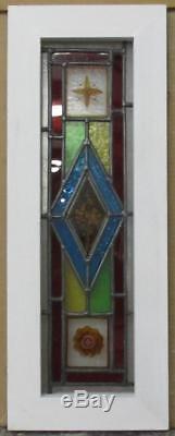 MID SIZED OLD ENGLISH LEADED STAINED GLASS WINDOW HP Floral Panel 8.5 x 22.75