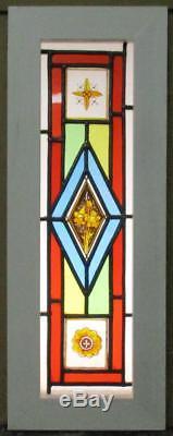 MID SIZED OLD ENGLISH LEADED STAINED GLASS WINDOW HP Floral Panel 8.5 x 22.75