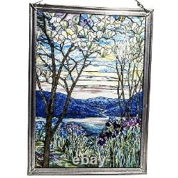 MMA Louis Tiffany Magnolia Irises Stained Glass Panel Reproduction 13x9