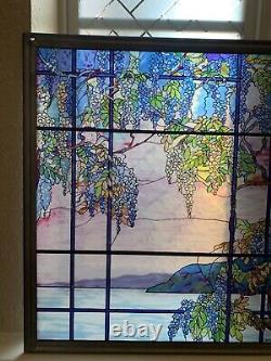 MMA Tiffany Stained Glass Panel View of Oyster Bay