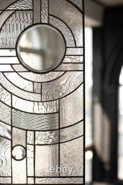 MOON RISE Frank Lloyd Wright Insprd Tiffany Style Stained Glass Window 21x12 CLR