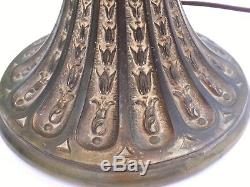 Magnificent Antique Panel Slag Stained Glass Table Double Lamp Shade with Base