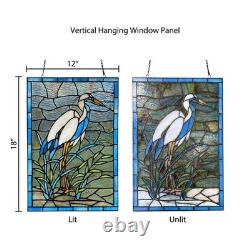 Majestic Crane Stained Glass Window Panel