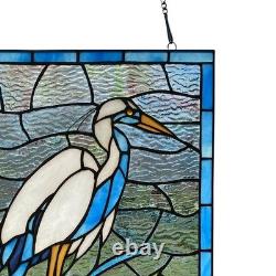 Majestic Crane Stained Glass Window Panel