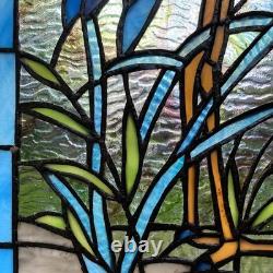 Majestic Crane Stained Glass Window Panel