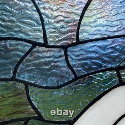 Majestic Crane Stained Glass Window Panel