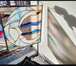 Man in the Moon 15x17 Contemporary Stained Glass Art Made By Jessica Joy Myers