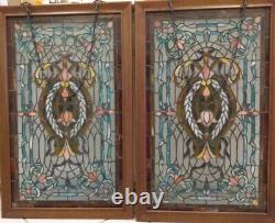 Matched set of stained glass panel 20.5 x 34.75 handcrafted