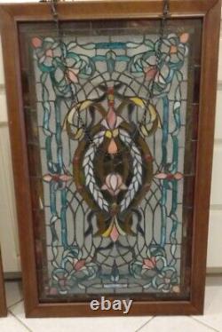 Matched set of stained glass panel 20.5 x 34.75 handcrafted