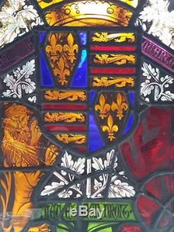 Medieval & Later English Antique Stained Glass Panel Henry IV Coat of Arms