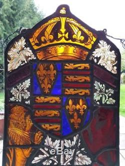 Medieval & Later English Antique Stained Glass Panel Henry IV Coat of Arms
