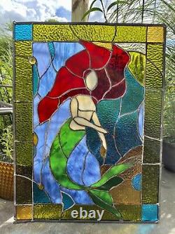 Mermaid Stained Glass Ocean Panel Window Suncatcher Nautical