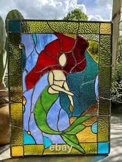 Mermaid Stained Glass Ocean Panel Window Suncatcher Nautical