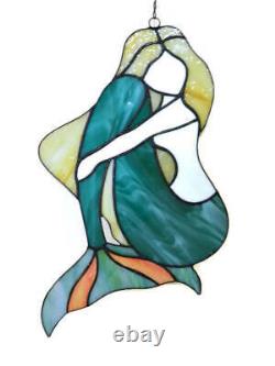 Mermaid Stained Glass Suncatcher Ocean Window Panel Beach Wall Decor