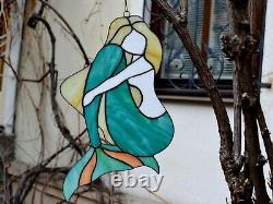 Mermaid Stained Glass Suncatcher Ocean Window Panel Beach Wall Decor