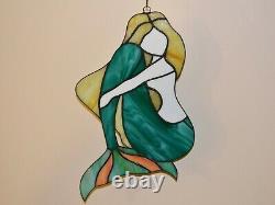 Mermaid Stained Glass Suncatcher Ocean Window Panel Beach Wall Decor