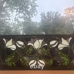 Meyda Tiffany Floral Stained Glass Hanging Panel Art Nouveau 26 x 10