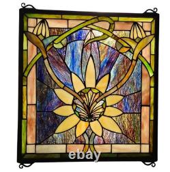 Meyda Tiffany Solstice Stained Glass Window Panels (2) Art Nouveau Sunflower