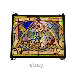 Meyda Tiffany Solstice Stained Glass Window Panels (2) Art Nouveau Sunflower
