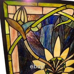 Meyda Tiffany Solstice Stained Glass Window Panels (2) Art Nouveau Sunflower
